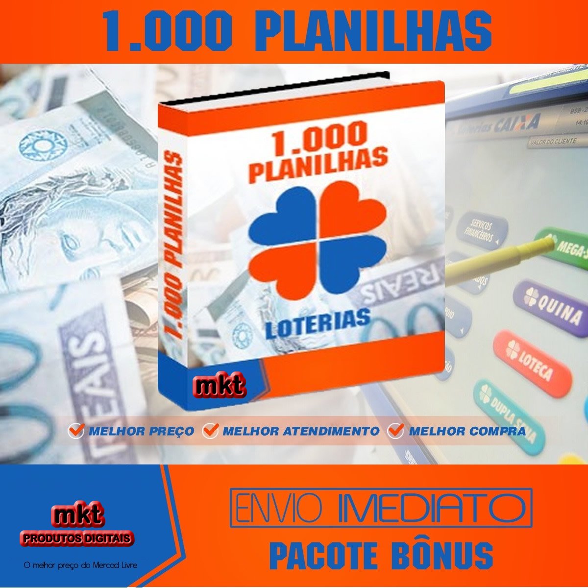 kit loterias 1000 planilhas de loterias