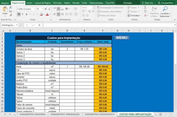Planilha de Gestão de Custo de Produção de Peixes - Imagem 11