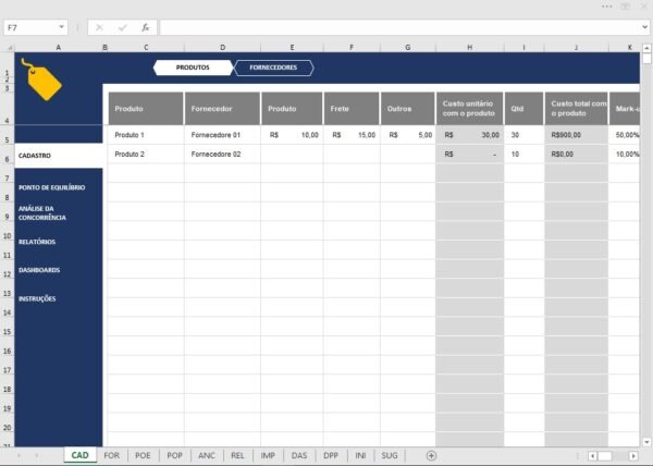 Planilha Formação de Preços Precificação para Revenda Excel - Imagem 6