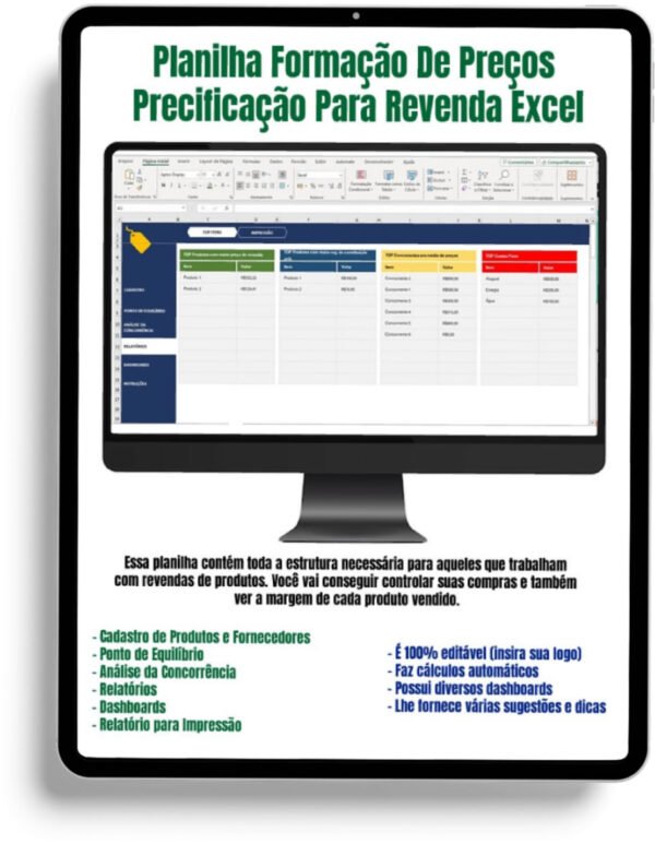 Planilha Formação de Preços Precificação para Revenda Excel - Imagem 2