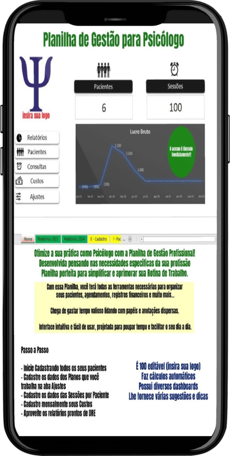 Planilha Excel de Gestão para Psicólogo