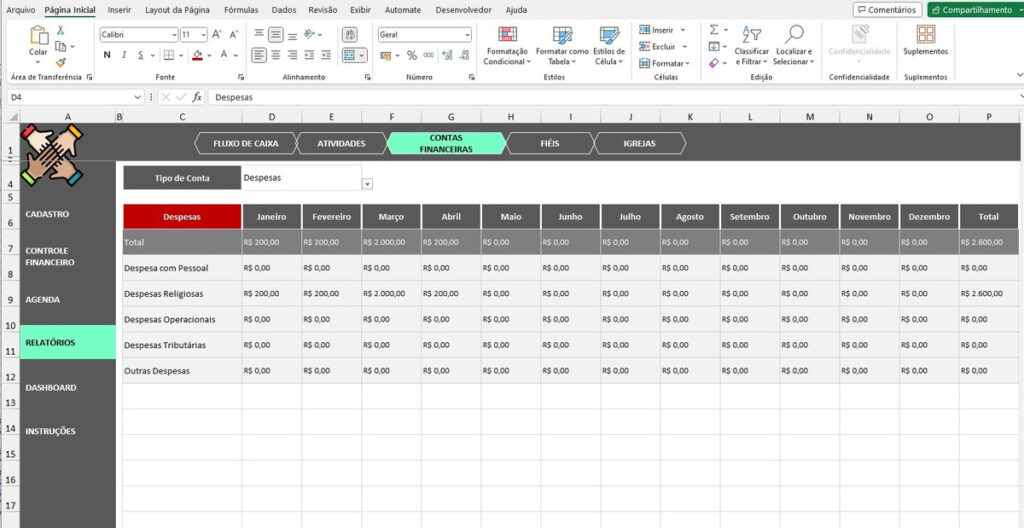 Planilha de Controle Financeiro para Igrejas em Excel – Planilhas Excel