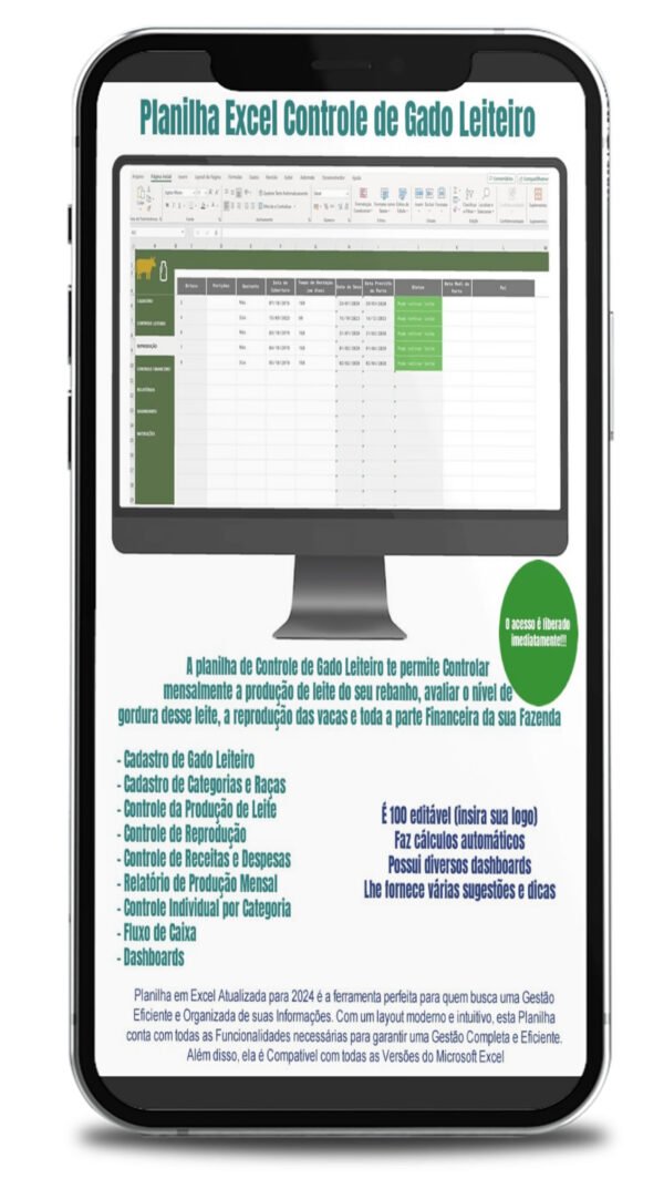 Planilha Excel Controle de Gado Leiteiro - Imagem 3