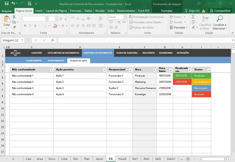 Planilha de Controle de Documentos – Planilhas Excel