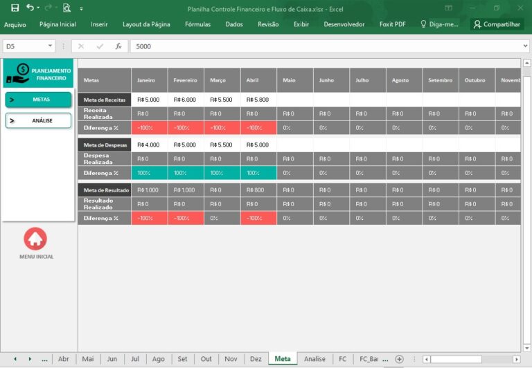 Planilha Controle Financeiro e Fluxo de Caixa – Planilhas Excel
