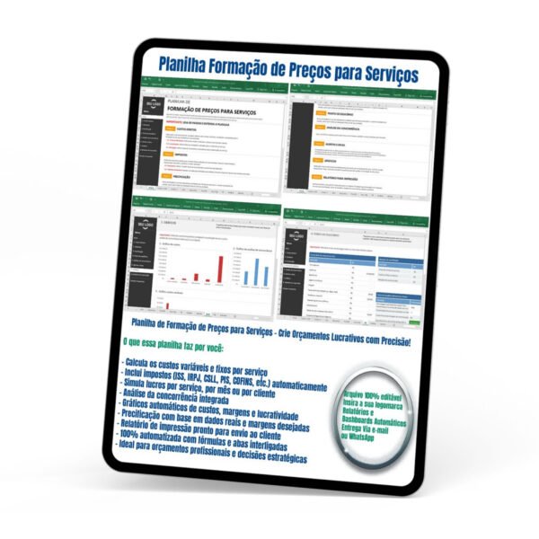 Planilha Excel Formação de Preços para Serviços