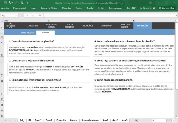Planilha Excel de Controle de Treinamentos - Imagem 8