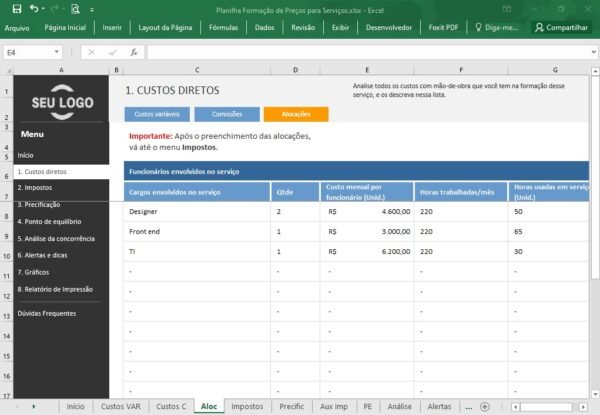 Planilha Formação de Preços para Serviços - Imagem 5