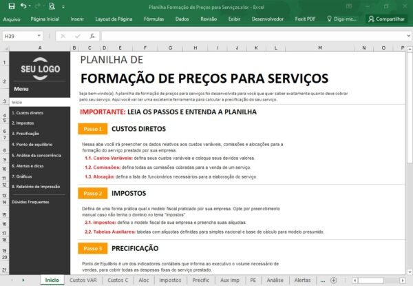 Planilha Formação de Preços para Serviços - Imagem 13