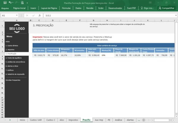 Planilha Formação de Preços para Serviços - Imagem 15