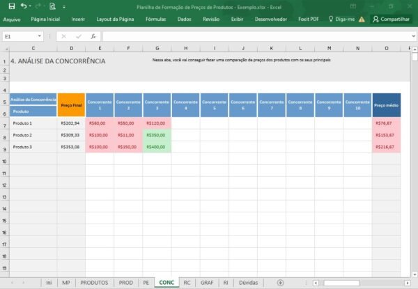 Planilha de Formação de Preços de Produtos - Imagem 3